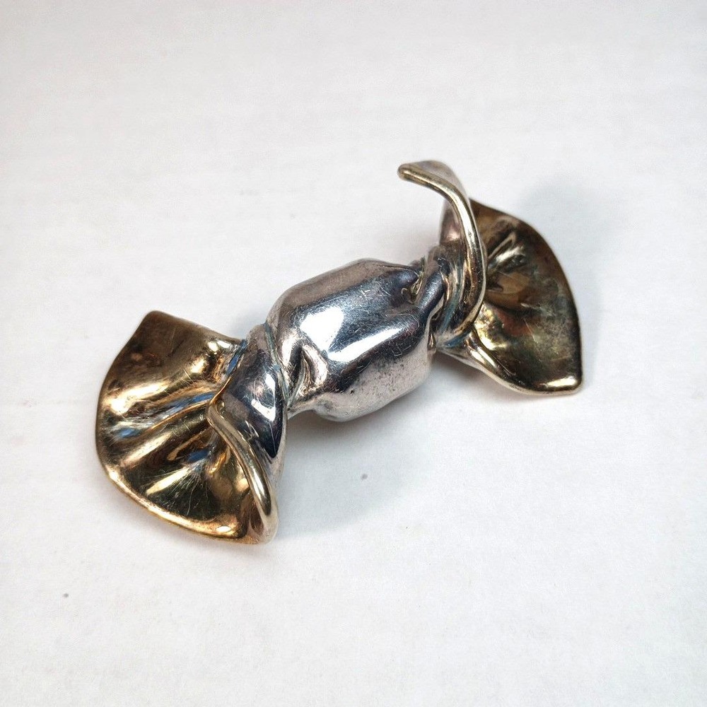 1980s David Varsano Candy Brooch Pendant 925 Sterling With Gold Gilt Highlights